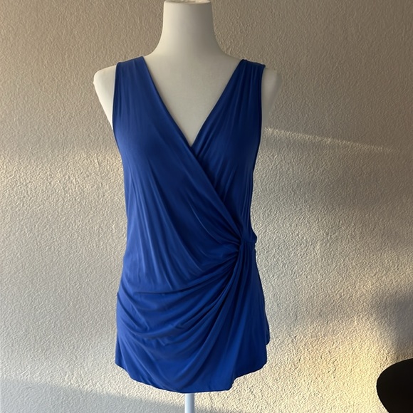 Tart women’s faux wrap blue top.  Sleeveless. Size medium.  Stretchy and sexy - Picture 2 of 6